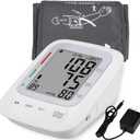 Electronic Blood Pressure Monitor, Upper Arm Automatic Digital BP Monitor Large Cuff, 2 Users 180 Memory Large Display, Irregular Heart Rate Indication, with DC Adapter for Home Use