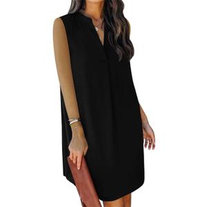 ANFTFH Women's Sleeveless Dresses 2026 V Neck Casual Trendy Dresses (Black, M)