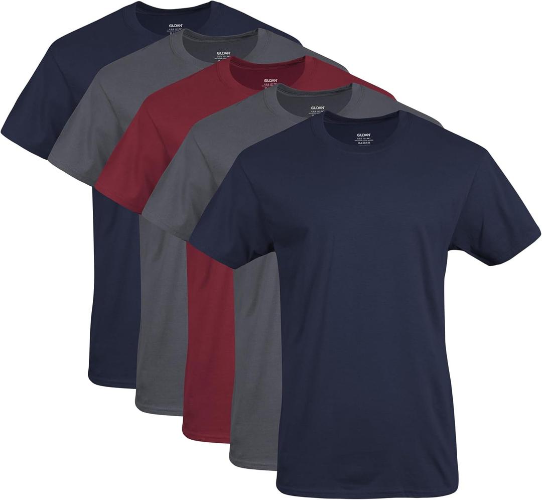 Gildan Men's Crew T-Shirts, Multipack, Style G1100 (Navy/Charcoal/Cardinal Red, Small (5-pack))