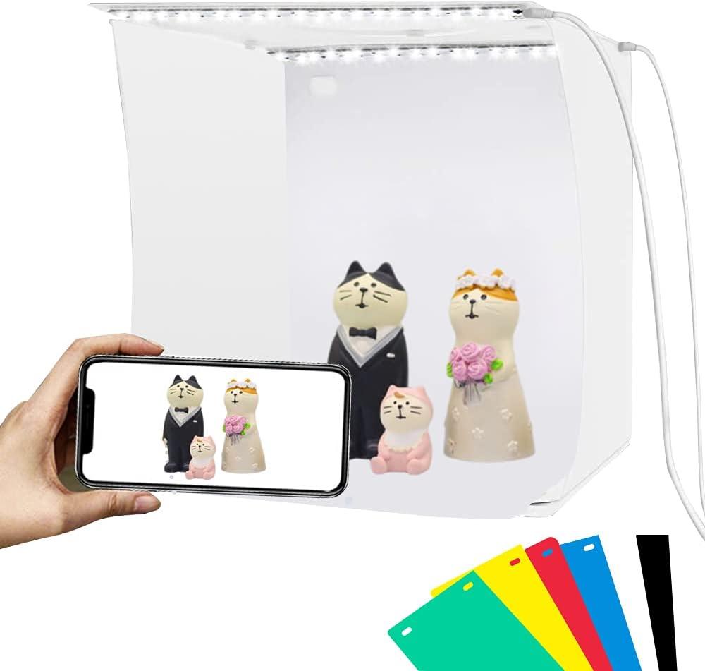 PULUZ Mini Photo Studio Light Box, Portable Folding Photo Shooting Tent with 2 LED Panels and 6 Colors Backdrops,Light Box Photography for Small Size Products PULUZ Mini Photo Studio Light Box, Portable Folding Photo Shooting Tent with 2 LED Panels and 6 Colors Backdrops,Light Box Photography for Small Size Products