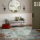 6x9 Area Rugs for Living Room Rug Washable: Modern Rug for Dining Room Bedroom Carpet Non Slip Low Pile 6 by 9 Indoor Abstract Nursery Home Office Red Brown