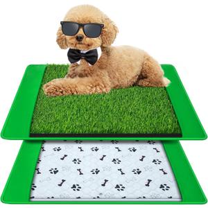 Dog Grass Mat with Pee Pad 2025", Small Dog Litter Box Indoor Artificial Turf Grass Porch Waterproof Patio Potty Tray for Doggie Reusable Washable and Lawn for Replacement Puppy Training