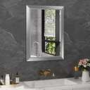 Amorho 22x30 Inch Bathroom Mirror Silver, Thick Metal Framed Wall Mirrors for Over Sink, Brushed Nickel Mirror Perfect for Bedroom, Living Room, Entryway, Rectangle (Horizontal/Vertical).