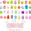48Pcs Prefilled Easter Eggs with Animal Mochi Squishy Stress Relief , Kawaii Easter Basket Stuffers, Party Favors, Classroom Prizes (Multicolor 48Pcs)