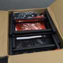 Furnulem Night Stand with Charging Station, Tall Black Dresser for Bedroom, Nightstand with Led Light, Bed Side Table for Living Room, Fabric Storage Drawer, Metal Frame, Wood Furniture