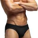 MIZOK Mens Solid Swim Brief Low Rise Swimsuit Surf Swimming Briefs (Black, S)