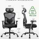 Marsail Ergonomic Office Chair Ergonomic Gaming Chair with Lumbar Support, 2D Headrest, Adjustable Armrests, Contoured Seat Cushion, Computer Desk Chair with Wheels for Home and Office,Black, 1