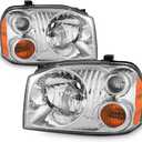 APSVE 2PCS Chrome Headlight Headlights Compatible with 2001 2002 2003 2004 Nissan Frontier (Base XE) Headlight+Corner Parking Turn Signal Marker Light, Clear
