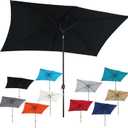 Blissun Rectangular Patio Umbrella, Table Market Umbrella with Tilt and Crank, Outdoor Umbrella for Garden, Deck, Backyard, Pool and Beach (6.5 x 10 FT, Black)