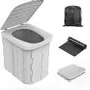 Portable Camping Toilet for Adults - Hapoon XL Portable Folding Toilet with Lid,Travel Portable Potty for Adults,Porta Potty Car Toilet (Gray)