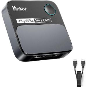 4K60Hz HDMI Wireless Display Dongle Adapter, 2.4G/5G Miracast Screen Mirroring Receiver Adapter for iOS, MacOS, Android, Windows, Compatible Miracast, Airplay, DLNA - Landscape or Portrait