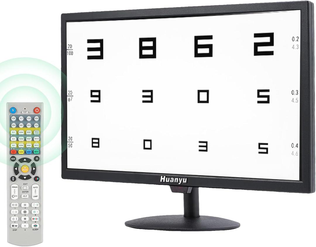 Huanyu Visual Acuity Chart Digital 23inch LCD Electronic Optical Eye Charts with 44+ Visual Targets and 5 Display Methods Optometry Tester Projector with Remote