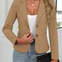 ELLEVEN Womens Business Casual Blazers Suit Jackets Slim Fit Outfits for Women Lightweight Stretchy Knit Long Sleeve Work Office Petite Blazer with Pockets Dressy Trendy Deep Khaki Medium (Brown, M)