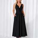 GLNEGE Womens Corset Wedding Guest Midi Dress Summer Floral Tea Party Flowy Dress V Neck Milkmaid Sundress with Pockets 2026 (Black, S)