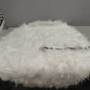 Woolous White Faux Fur Christmas Tree Skirt 48 Inch, Plush Round Xmas Tree Base Cover for Christmas Decor, Winter Holiday Party, New Year Home Decoration