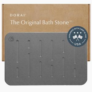 Dorai Home Bath Stone  Luxury Quick-Drying Stone Bath Mat, Non-Slip Surface, Rubberized Bottom Pad, Rain Slate