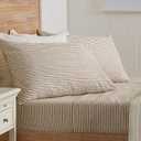 Great Bay Home 4-Piece Full Size Stripe Microfiber Sheet Set - Ultra-Soft, Brushed Bedding Sheets & Pillowcases - Wrinkle Free, Comfortable, All-Season Bed Sheets (Taupe).