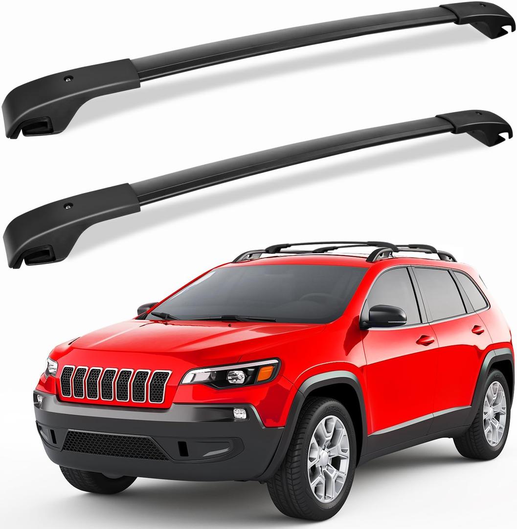 FengYu Roof Rack Cross Bars 220lb Compatible with Jeep Cherokee 2014-2023,Aluminum Crossbars Rails Cargo Rooftop Ski Basket Luggage Rack Carrier