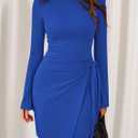 PRETTYGARDEN Women 2025 Mini Bodycon Dresses Long Sleeve Ruched Fitted Short Night Out Trendy Party Club Outfits Fall Clothes (XXL)