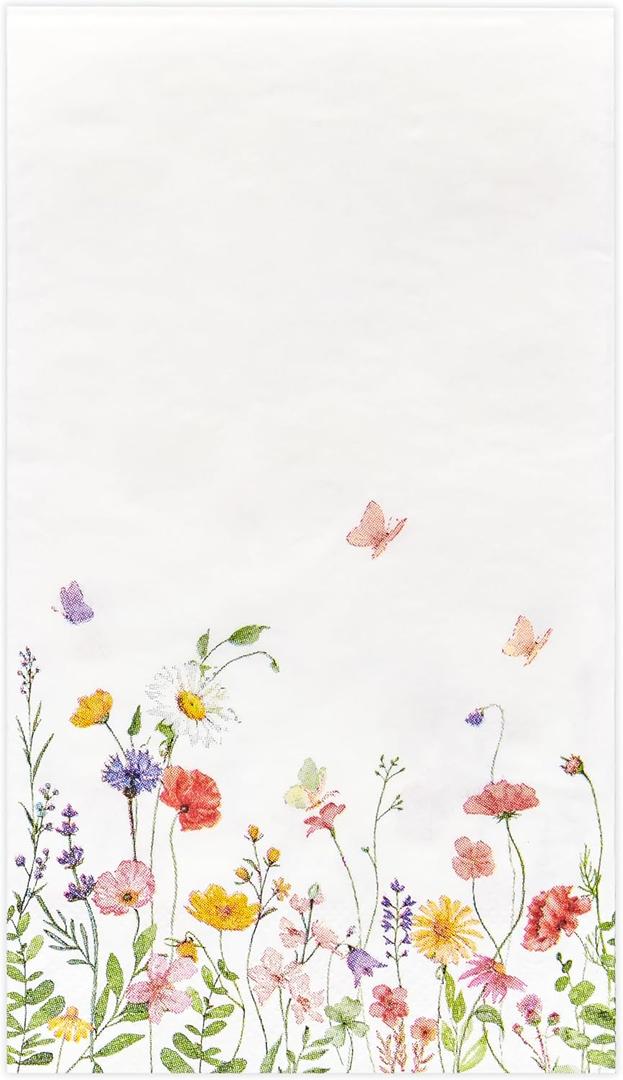 Crisky 100 Pcs Wildflower Floral Dinner Disposable Paper Napkins for Wedding/Engagement/Bridal Shower/Baby Shower/Anniversary Party Decoration, 3-Ply