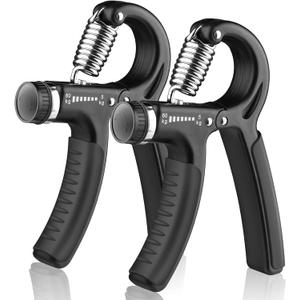 AIXPI Grip Strength Trainer, Hand Grip Exerciser Strengthener with Adjustable Resistance 11-132 Lbs (5-60kg), Forearm Strengthener, Hand Exerciser for Muscle Building and Injury Recover (Black-2 pack)