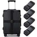 Luggage Straps for Suitcases 4 Pack, TSA Approved Travel Essentials, Luggage Strap for Travel Suitcase & Bag Closure and for Easy Identification, Travel Accessories for Safety & Convenience (Black)
