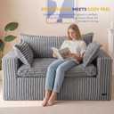 MAXYOYO 59" Bean Bag Sofa Couch, Loveseat Boneless Couch in a Box, Upholstered Small Mini Sofa with Deep Seating for Living Room Bedroom Office Apartment, No Assembly, Dark Grey