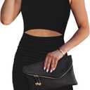 HUUSA Women's Crewneck Sleeveless Cutout Bodycon Mini Dress Casual Summer Slim Fit Cocktail Party Wrap Short Dresses Outfits (Black, S)