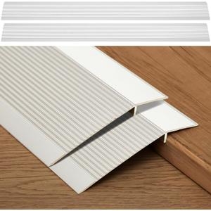 2 Pcs Aluminum Floor Transition Strip Thickness About 1.8 mm 36 Inch Threshold Ramps for Doorway Door Threshold Reducer Doorway Edge Trim Suitable for Threshold Height Less Than 1.6 Inches (Silver)