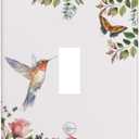 Bird Floral Green Leaves Hummingbird Single Toggle Light Switch Plates Outlet Covers Decorative Electrical Wall Plate Receptacle Switchplate Decorate Plug Cover For Bathroom Kitchen 4.5 * 2.76 Inch