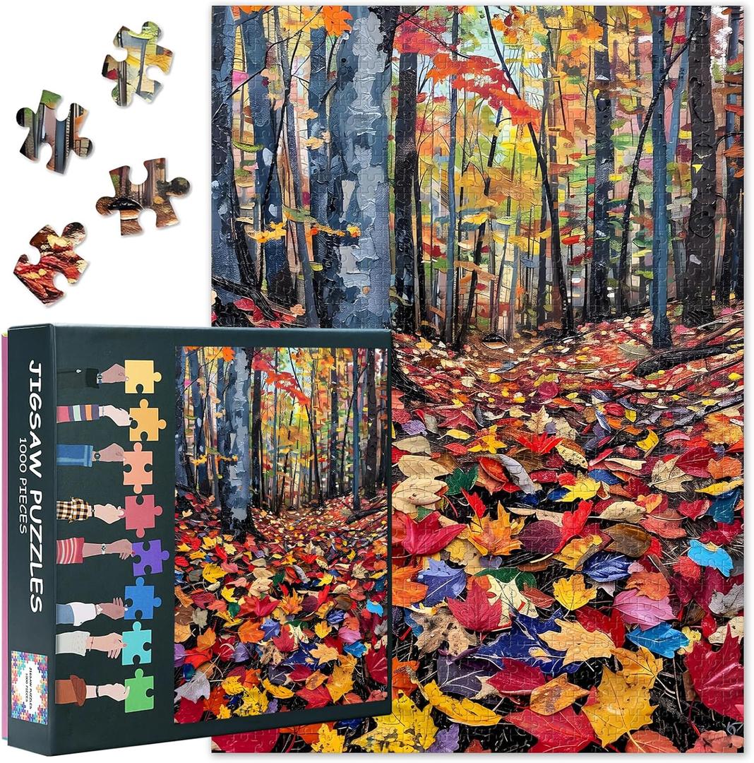 Puzzles for Adults 1000 Pieces  Fallen Leaves Jigsaw Puzzle (27.5x19.7 Inch), Forest Landscape Challenging Puzzles for Adults, Family Game for Men & Women Home Decor Gift (Trees Series)