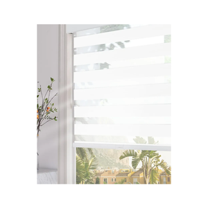 Persilux Blackout Cordless Zebra Blinds for Windows (32" W x 72" H, White) with Upgraded Cassette Free-Stop Light Filtering Dual Layers Sheer Window Shades for Home, Outside and Inside Mount