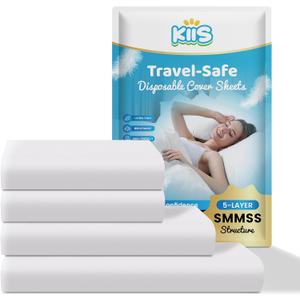 KIIS Travel-Safe Disposable Cover Sheets for Travel, Disposable Bed Sheet, Disposable Duvet/Comforter Cover, Disposable Pillowcases, Perfect for Hotels & Trips (King Size) (King (1 Pack))