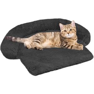 Calming Dog Bed Fluffy Plush Dog Mat for Furniture Protector with Removable Washable Cover for Large Medium Small Dogs and Cats (XS(31x23.5x5), Dark Grey)