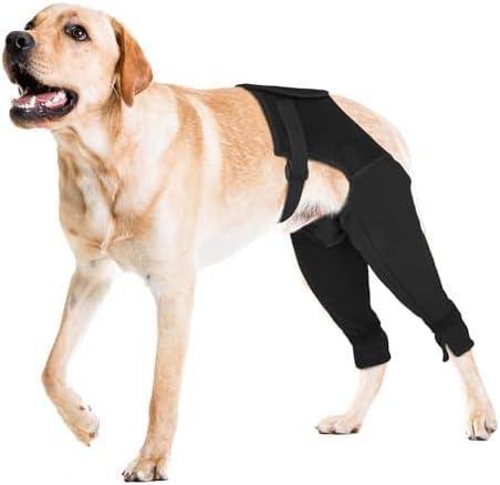 Pawfun Dog Rear Leg Sleeve to Stop Licking, Breathable Anti-Slip Recovery Sleeve for Wound Protection After ACL/TPLO Surgery, Hot Spots, Lick Granulomas–Dog Cone Alternative for Leg Healing, XXL