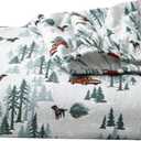 Eddie Bauer - Flannel Sheets Queen Size, Anti-Pilling & Wrinkle Resistant Cotton, Touchably Soft for All-Season Comfort - Bed Sheets with Matching Pillowcases & Fitted Sheet (Tree Farm Light Blue)