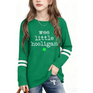 Kids St Patrick's Day Shirt Girls Boys Lucky Irish Shamrock Shirts Saint Patricks Day Long Sleeve Tops (Green)