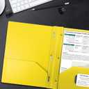 Better Office Products Yellow Plastic 2 Pocket Folders with Prongs, Heavyweight, Letter Size Poly Folders, 24 Pack, with 3 Metal Prongs Fastener Clips, Yellow