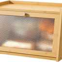 Large Farmhouse Bread Box with Window - Natural Wood Bread Storage Container for Kitchen Countertop (Natural)