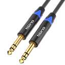 Tisino 1/4 inch TRS Cable, 15 FT, Black, Male to Male, Balanced Stereo Audio Cable, Compatible with Studio Monitor, Electric Guitar, Bass, Keyboard, Amplifier, Mixer