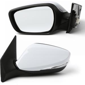 Driver Side Mirror (Left/LH) Compatible with Hyundai Elantra 2011-2013, Power, Heated, Manual-Folding, w/Turn Signal, 6-Pin Connector, White Housing, Replaces 87610-3Y000, HY1320178
