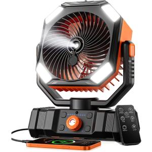 Portable Misting Fan with 20000mAh USB Rechargeable Battery, 250mL Water Tank & LED Lantern – Cooling Fan with Mister for Camping, Home, Tent, Beach, Picnic, Barbecue, Outdoor & Indoor Use