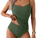 Eomenie Tankini Swimsuits for Women Two Piece Tummy Control Bathing Suit Slimming Modest Swimwear with High Waisted Bottom S