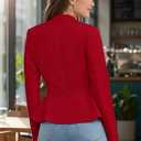 Hybrid & Company Women's Casual Work Office Elegant Open Front Premium Nylon Blazer Jacket (Red, S)
