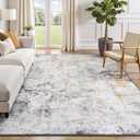 Rugflix 5x7 Area Rugs for Living Room, Washable Large Rug Stain-Resistant Low Pile, Modern Neutral Carpet for Dining Room Home Office Kid Room Nursery Bedroom, Grey Brown