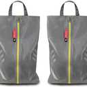 pack all Plus-Sized Shoe Bag for Travel, Water-Resistant Shoe Pouch for Gym, Odor-Resistant Soccer Cleats Bag for Sport (Grey, 2-Pack)
