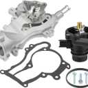 X AUTOHAUX 1 Set Aluminum Engine Water Pump Coolant Thermostat Housing Kit W/Gasket No.55486342/25200455 for Chevrolet Cruze Sonic Cruze Limited Trax for Buick Encore Water Pump Assembly