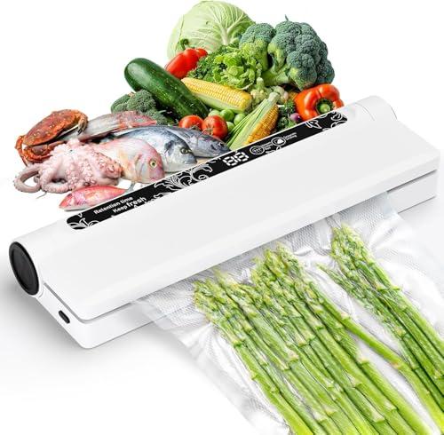 Food Vacuum Sealer Machine, 75KPA Powerful Suction, Dry/Wet Modes, Compact Vacuum Sealer for Food, with Led Indicator Lights, 20 Vacuum Sealer Bags