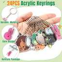 24PCS Acrylic Cartoon Keychain Bulk for Kids Party Favors, Box Toys for Classroom Rewards,Christmas Birthday Prize Gifts (Forest Animals)