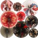gisgfim Japanese Hibachi Party Decorations 18 PCS Double-Sided Japanese Style Paper Fans Hanging Decor for Asian Chinese Japanese Hibachi Birthday Baby Shower Wedding Party Decoration Supplies